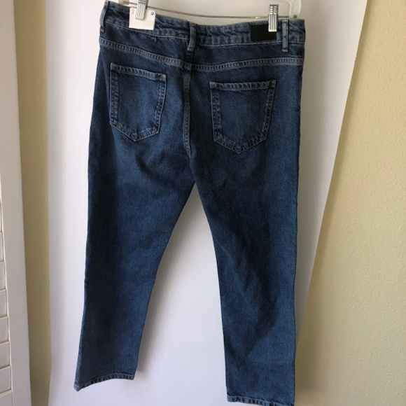 Zara Basic Women's Sz 6 Pants Denim Cut Dark Blue - Picture 3 of 4